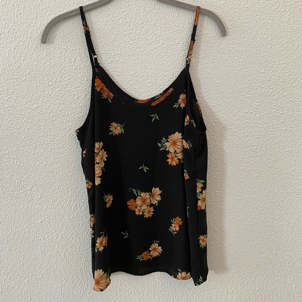 Black floral tank top